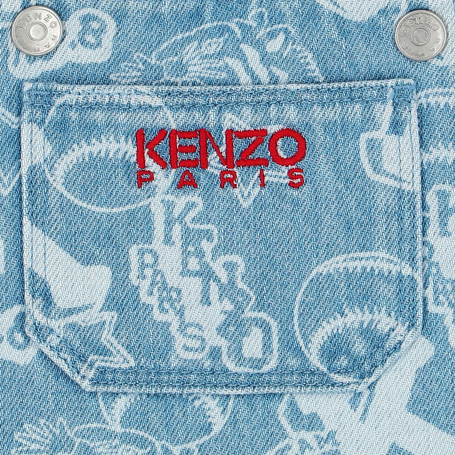 Younger Girls Blue Denim Varsity Logo Dress, 1, hi-res